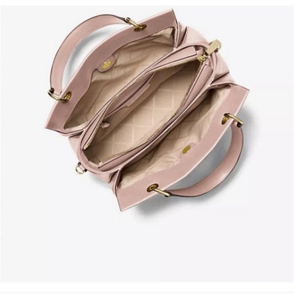 Michael Kors Susan Pink Medium Quilted Leather Satchel Handbag - Picture 3 of 8